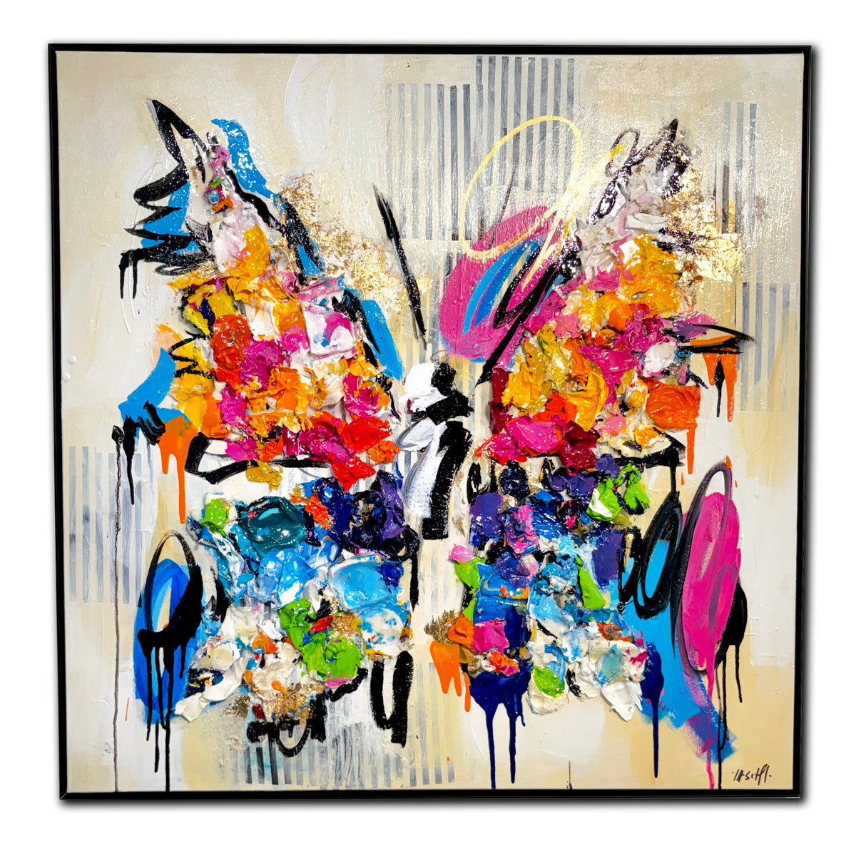 Ash Almonte "Life is Worth Living" - Original Framed Painting on Canvas - 36" x 36"