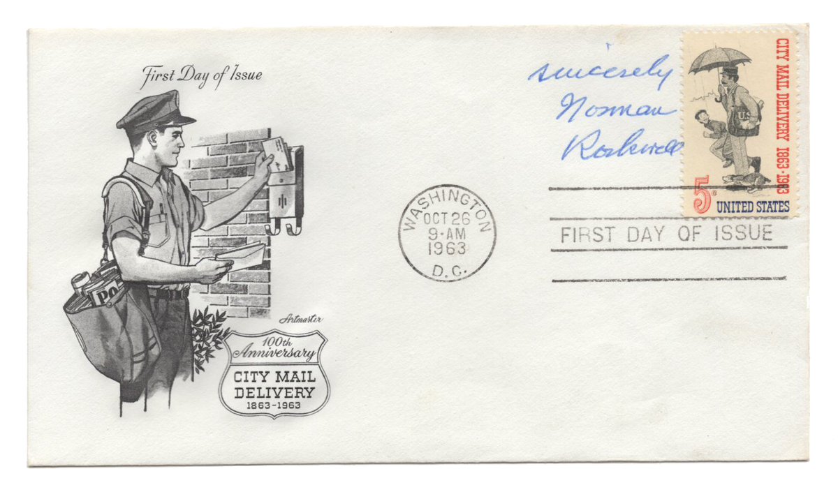 Norman Rockwell - &quot;City Mail Delivery&quot; Signed First Day Cover - 1963