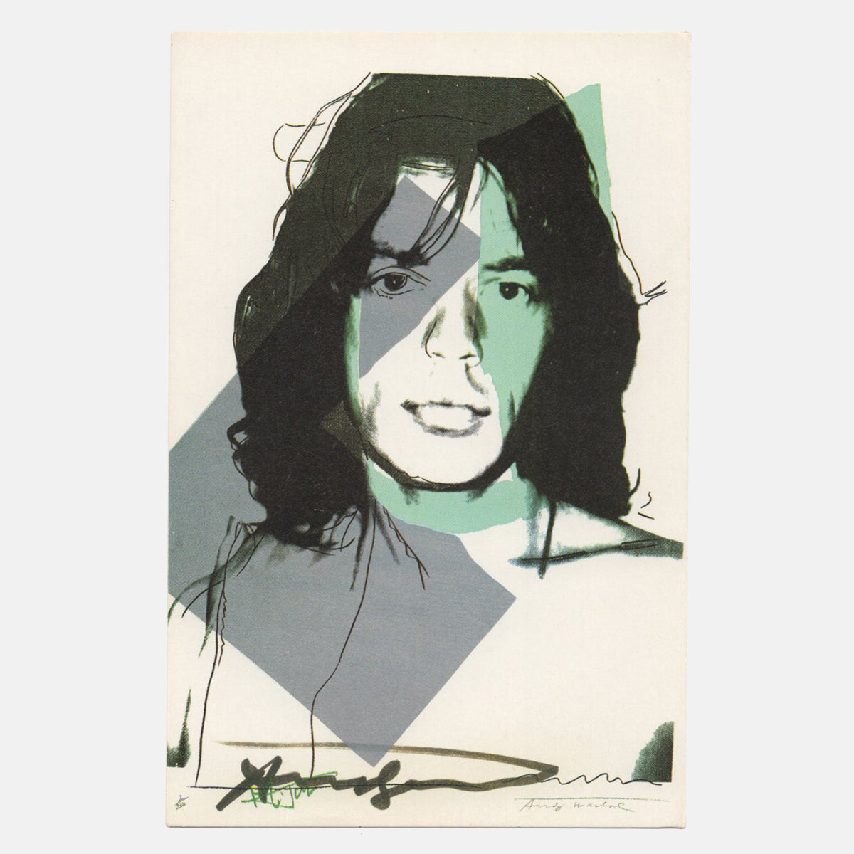 Andy Warhol Signed 1975 Lithograph - &quot;Mick Jagger 1&quot; - 4 x 6&quot;