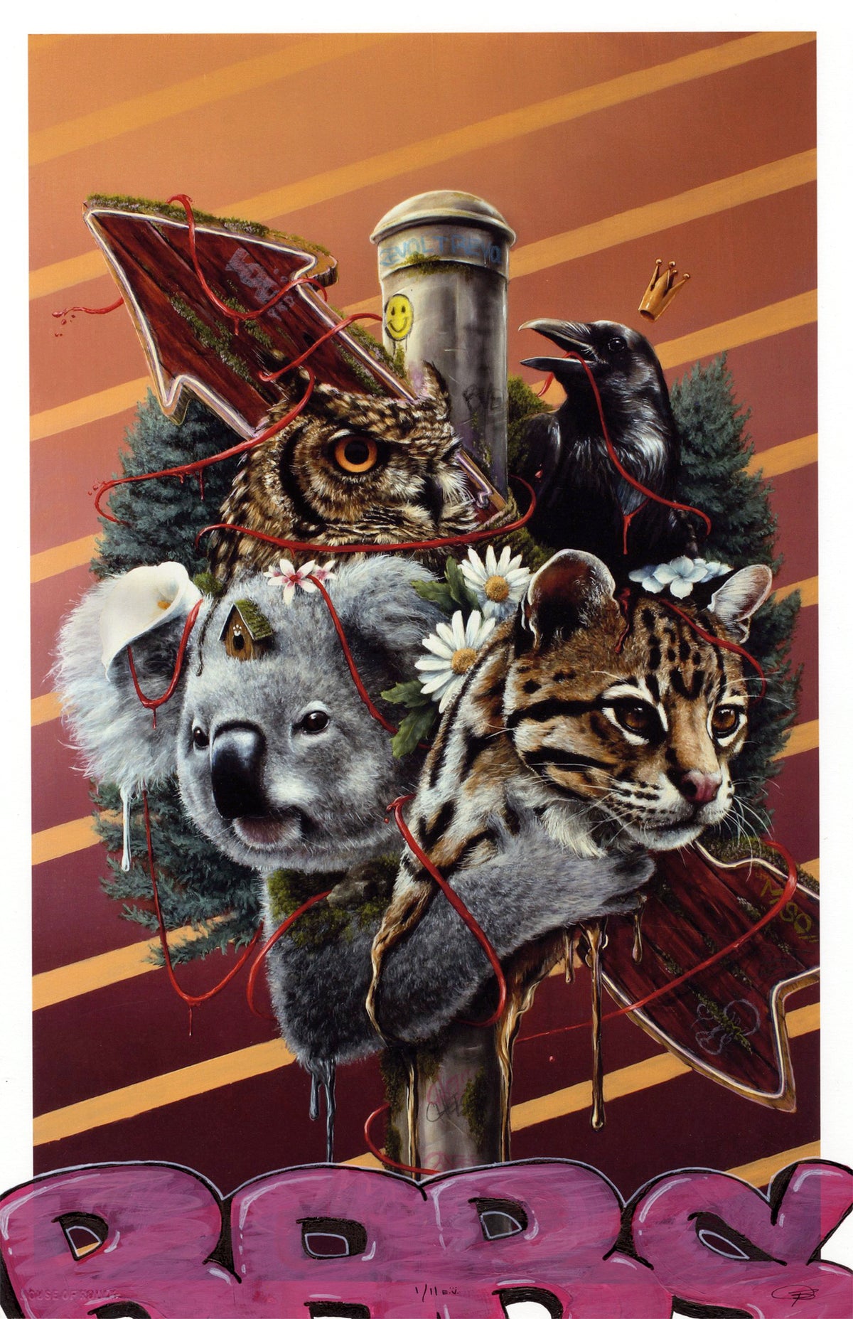 3rd Version &quot;Family Is Not Blood&quot; - Hand-Embellished Unique Print, #1/11 - 11 x 17&quot;