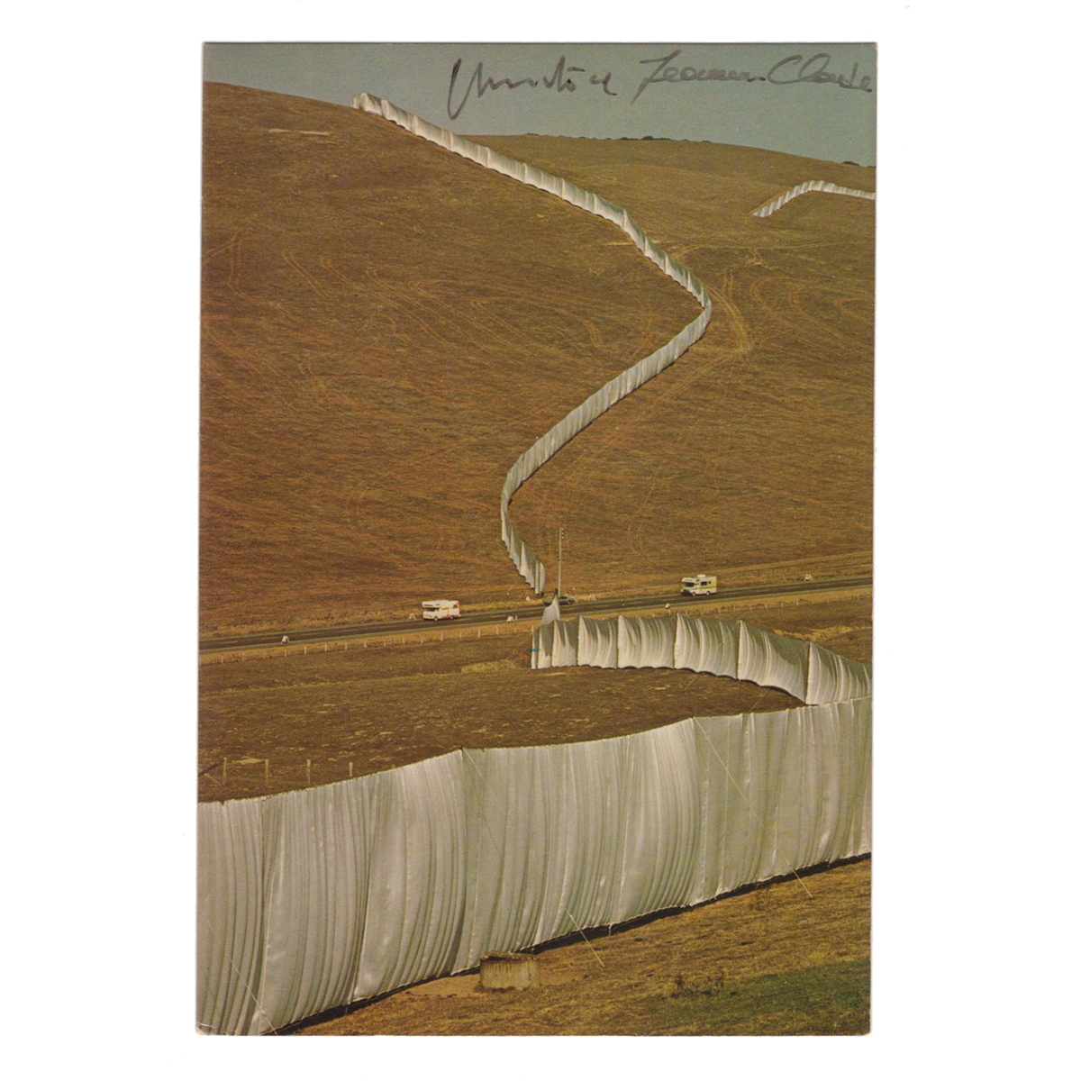 Christo and Jeanne-Claude - Signed &#39;Running Fence&#39; Postcard