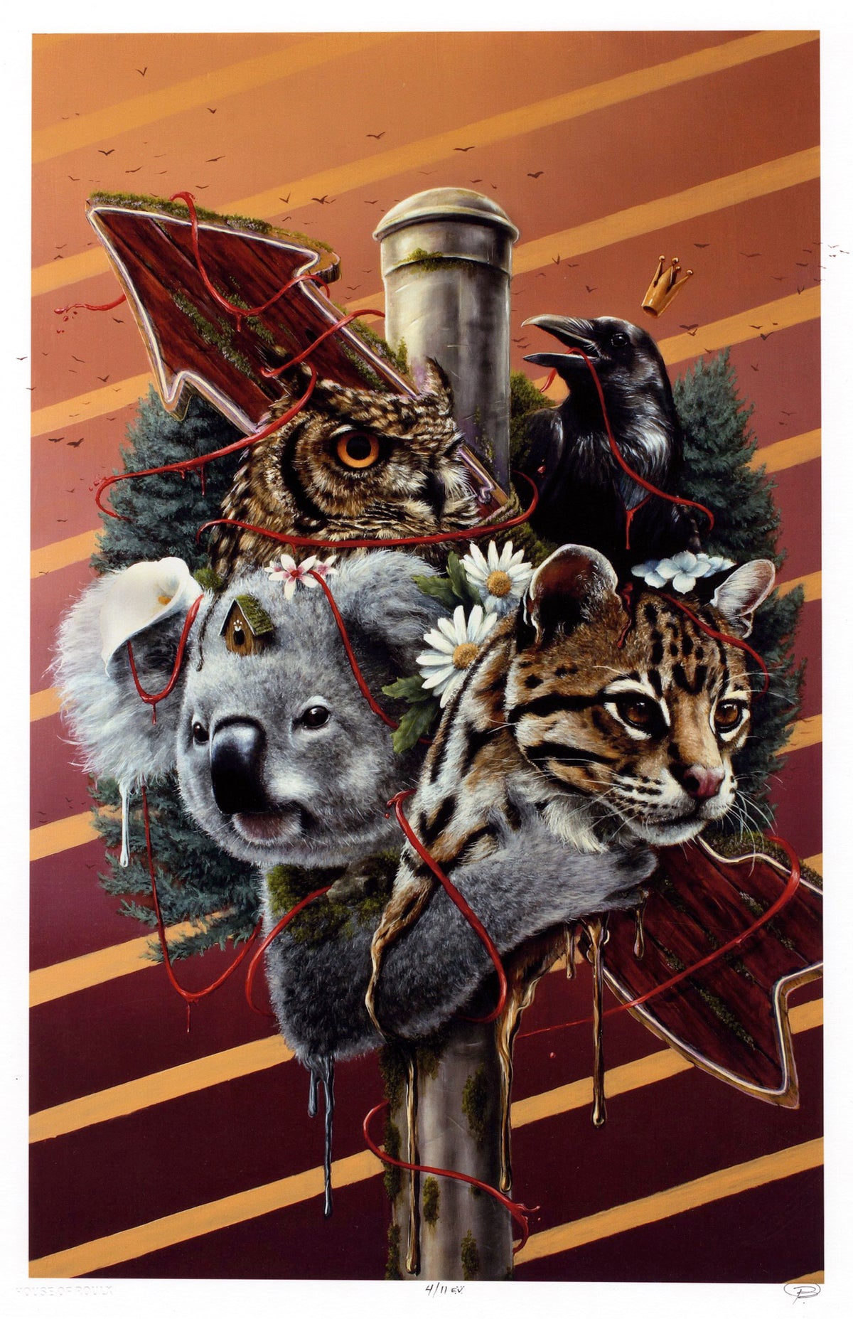 3rd Version &quot;Family Is Not Blood&quot; - Hand-Embellished Unique Print, #4/11 - 11 x 17&quot;