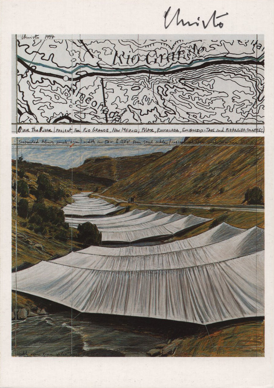 Christo - Signed &#39;Over the River, New Mexico&#39; Postcard