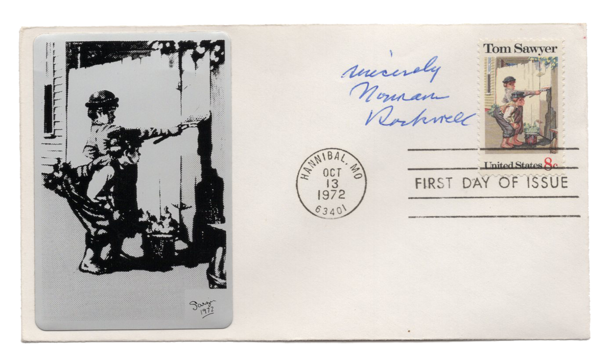 Norman Rockwell - &quot;Tom Sawyer&quot; Signed First Day Cover - 1972