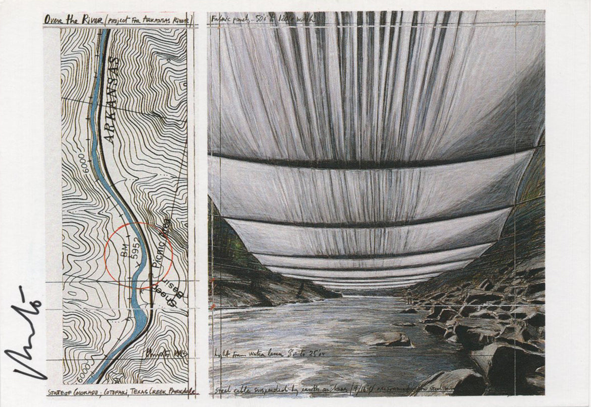 Christo - Signed &#39;Over the River, Colorado&#39; Postcard