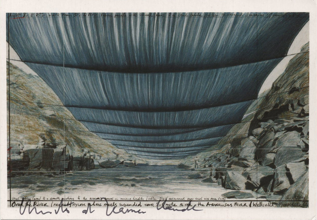 Christo - Signed &#39;Over the River, Colorado&#39; Postcard