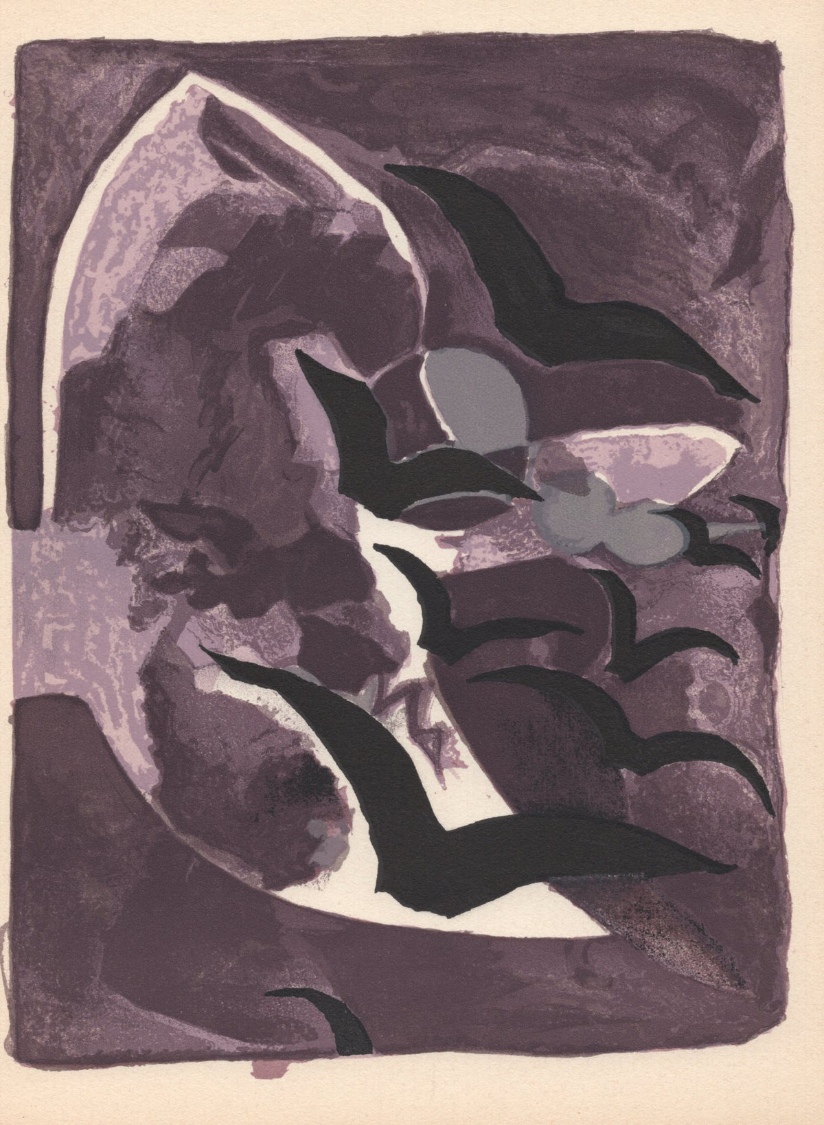Georges Braque - &quot;Les oiseaux de nuit&quot; - Mourlot Press 1964 Lithograph - 7.5 x 10&quot;