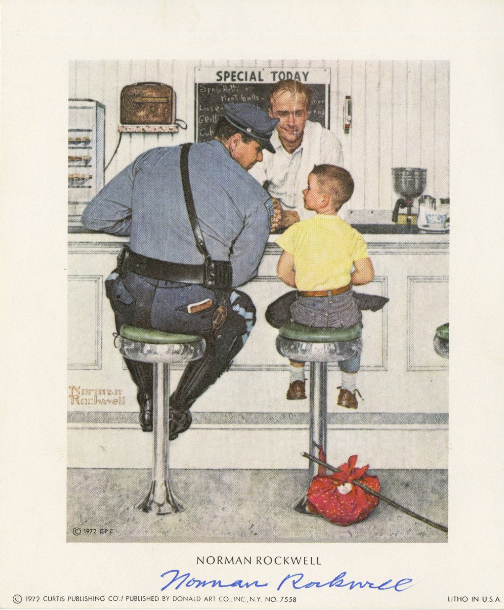 Norman Rockwell - &quot;The Runaway&quot; - Signed Mini Print - 5 x 6&quot;