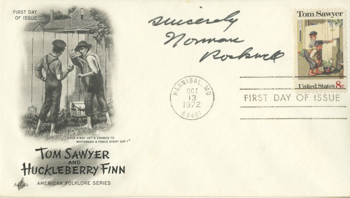 Norman Rockwell - &quot;Tom Saywer &amp; Huckleberry Finn&quot; Signed First Day Cover - 1972