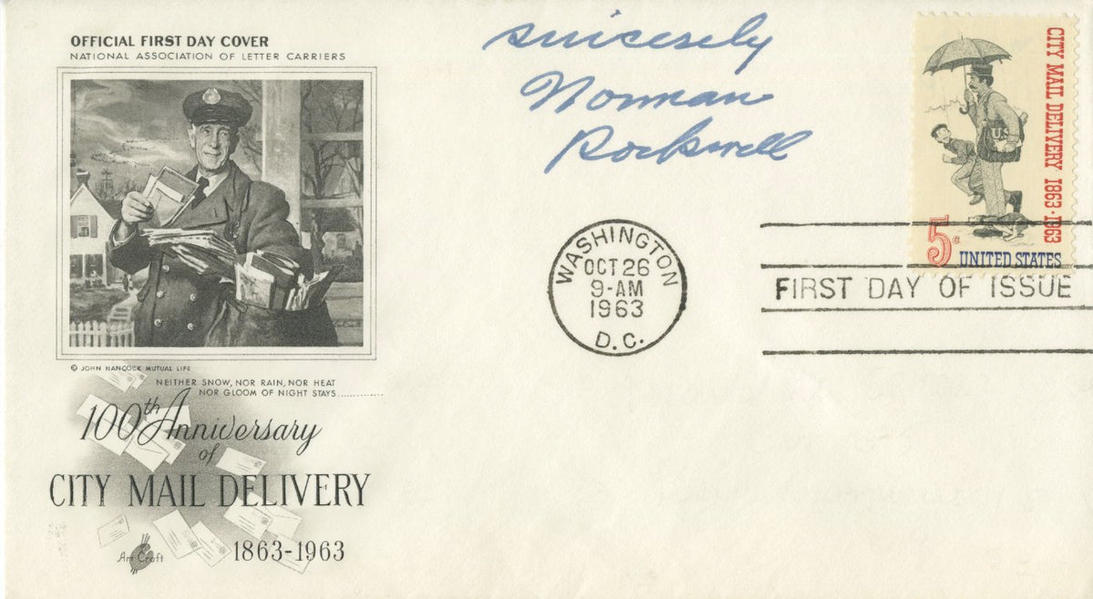 Norman Rockwell - &quot;National Association of Letter Carriers&quot; Signed First Day Cover - 1963