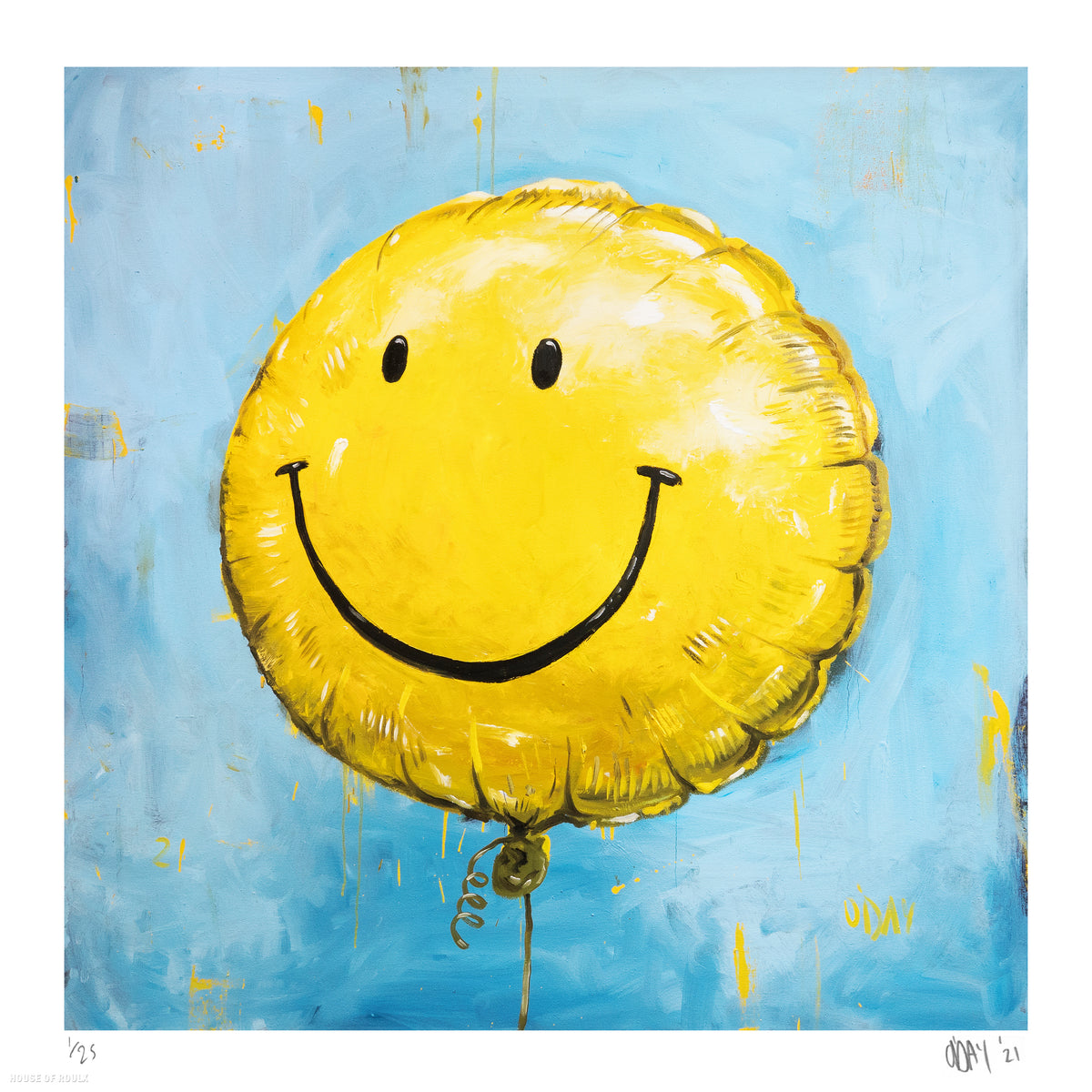 Adam J. O&#39;Day &quot;Smiley Face Balloon&quot; - Archival Print, Limited Edition of 25 - 17 x 17&quot;