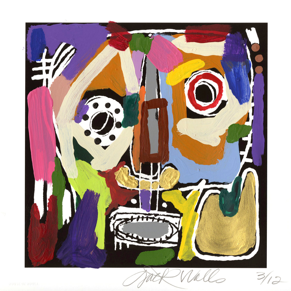 Jack Walls &quot;IVORY COAST BLUES&quot; - Hand-Painted Multiple, #3/12 - 12 x 12&quot;