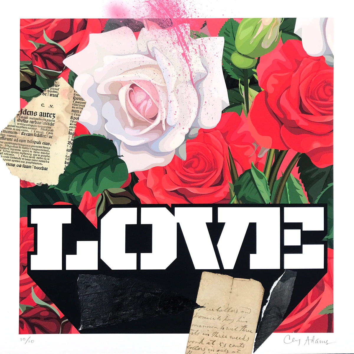 Cey Adams &quot;I Feel Love&quot; - Hand-Embellished Unique Print, #10/10 - 17 x 17&quot;