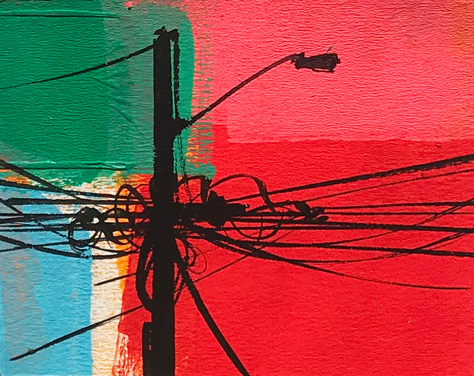 Felipe Ortiz &quot;Light Post Series&quot; - Original Acrylic Painting - 3.5 x 5&quot;