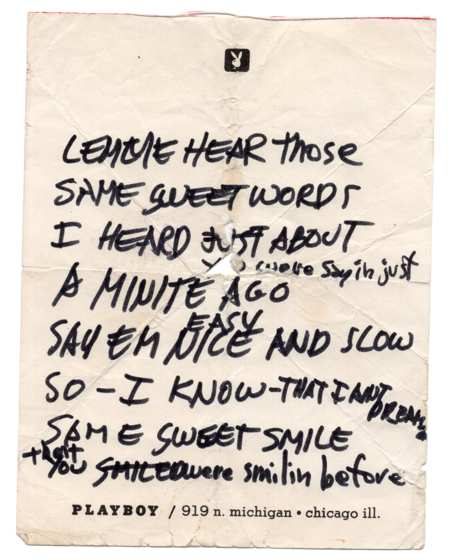 Shel Silverstein - Hand-Written Lyrics on Playboy Stationary