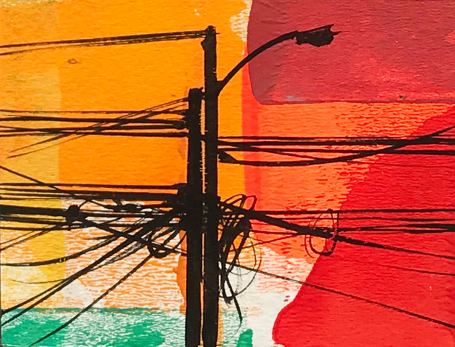 Felipe Ortiz &quot;Light Post Series&quot; - Original Acrylic Painting - 4 x 5&quot;