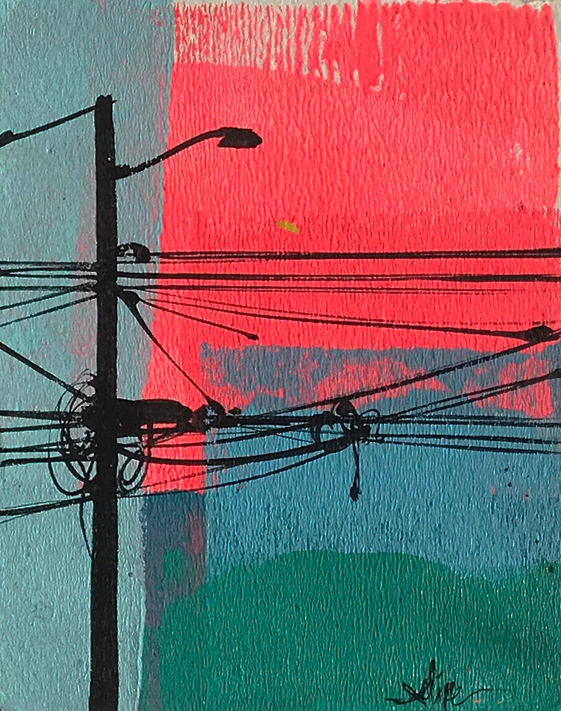 Felipe Ortiz &quot;Light Post Series&quot; - Original Acrylic Painting - 3.5 x 5&quot;