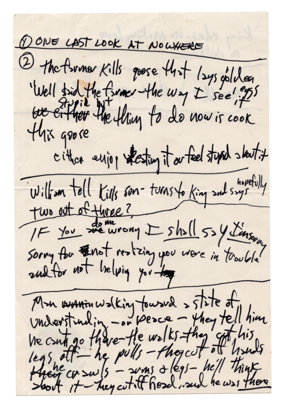 Shel Silverstein - Hand-Written Lyrics