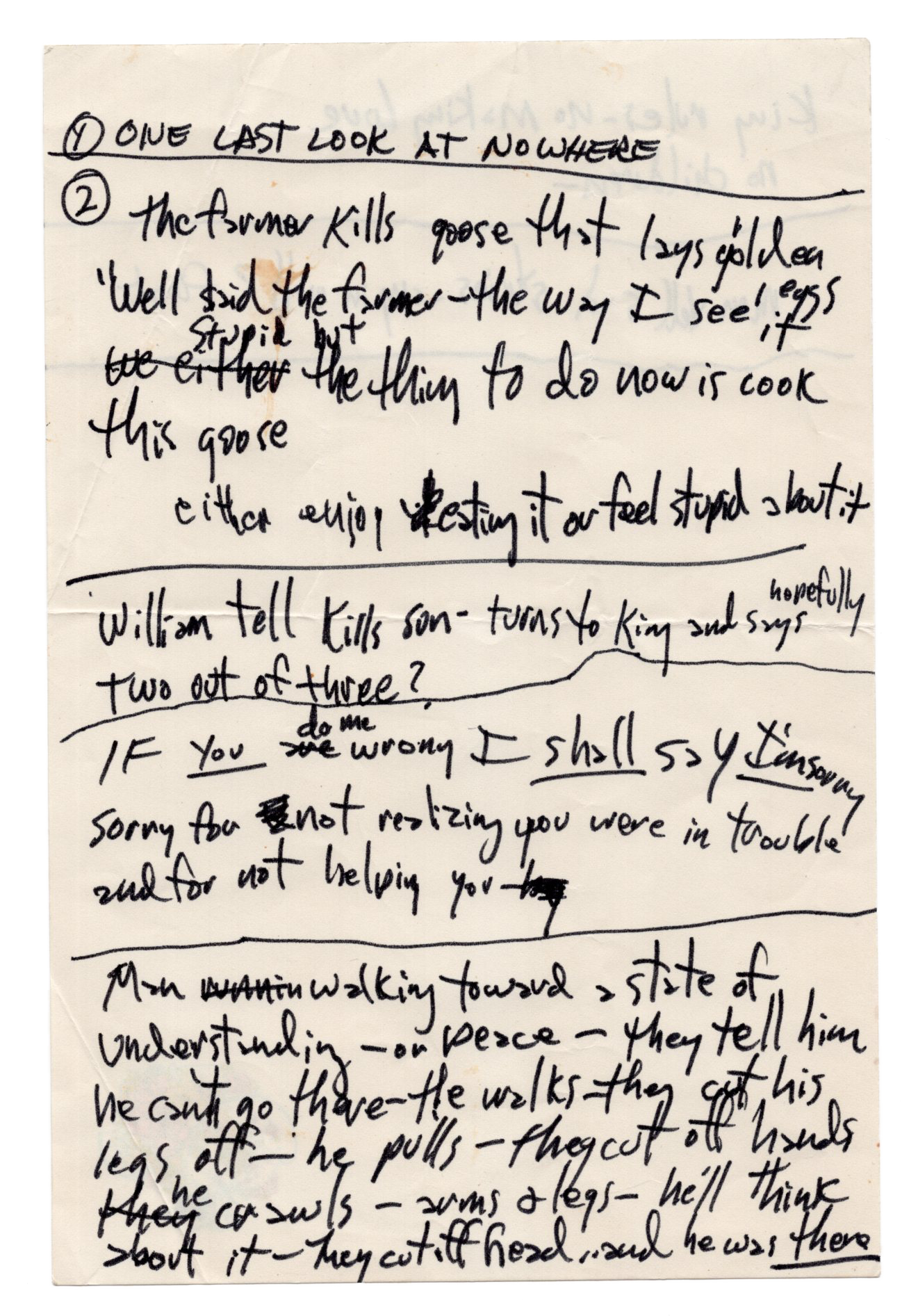 Shel Silverstein - Hand-Written Lyrics: Patience