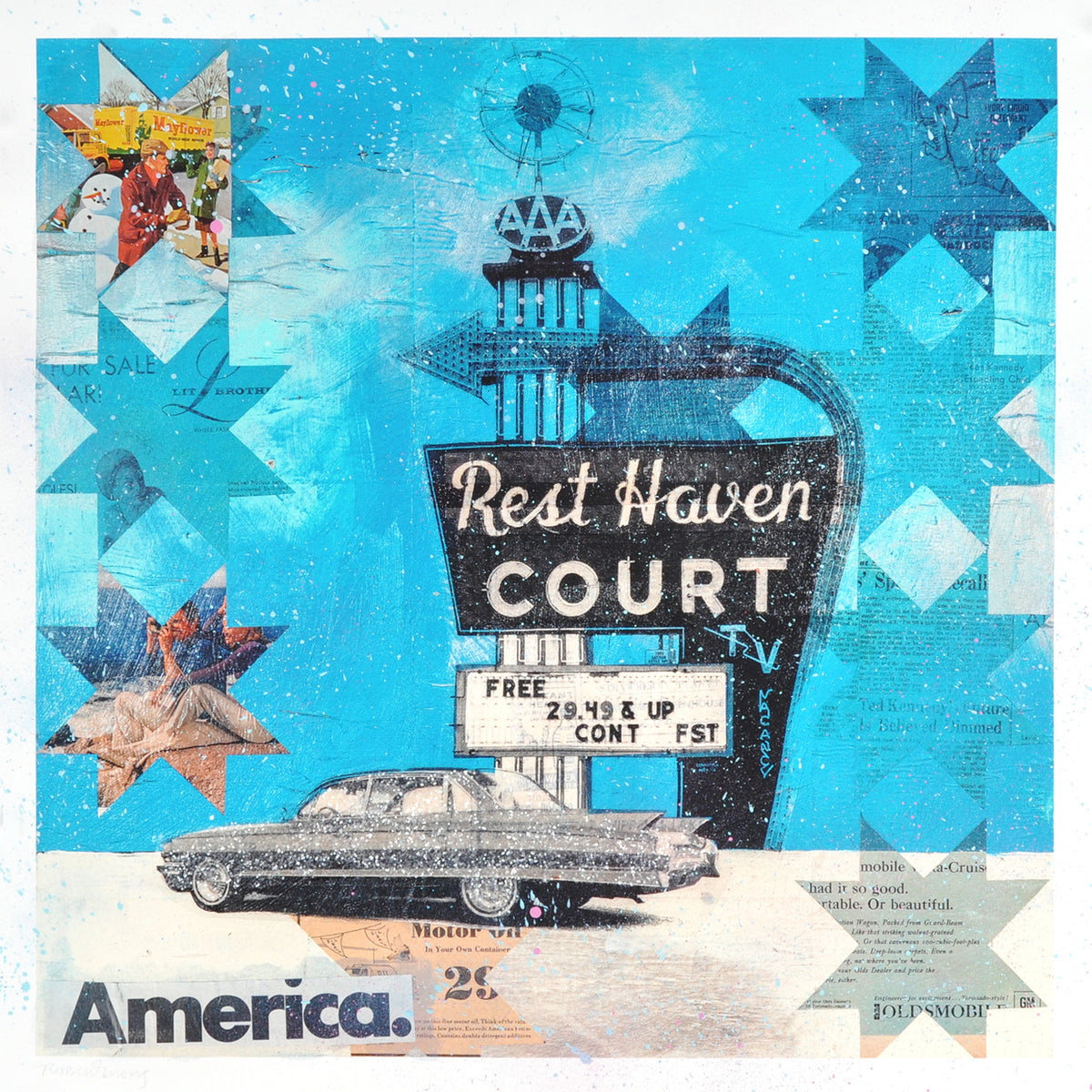 Robert Mars &quot;Rest Haven Court&quot; - Hand-Embellished Unique Print #1/2