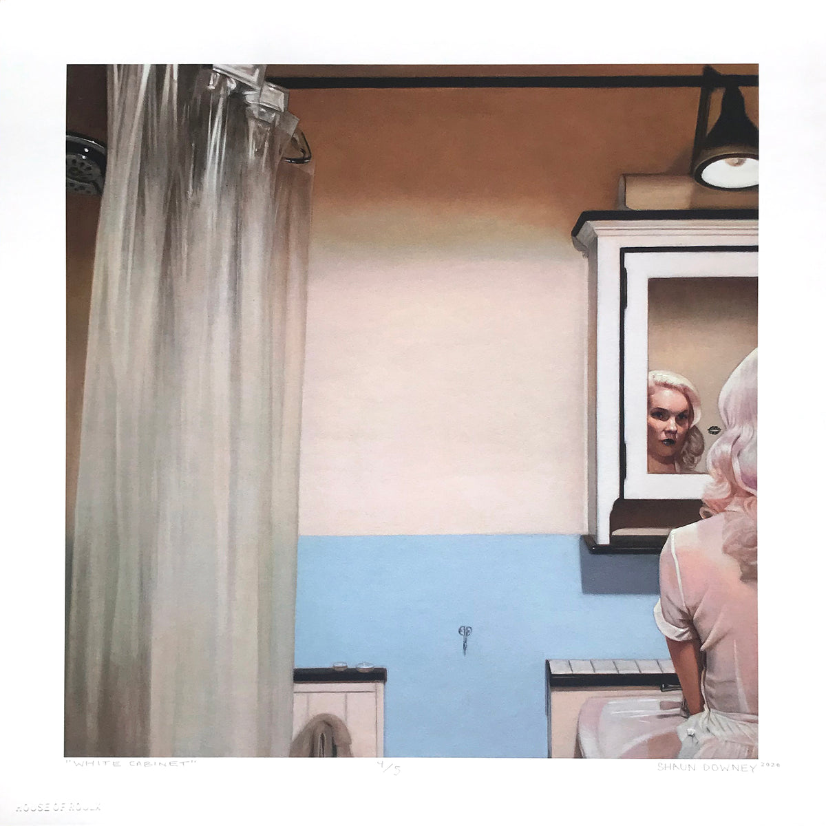 Shaun Downey &quot;White Cabinet I&quot; - Hand-Embellished Variant, #4/5 - 12 x 12&quot;