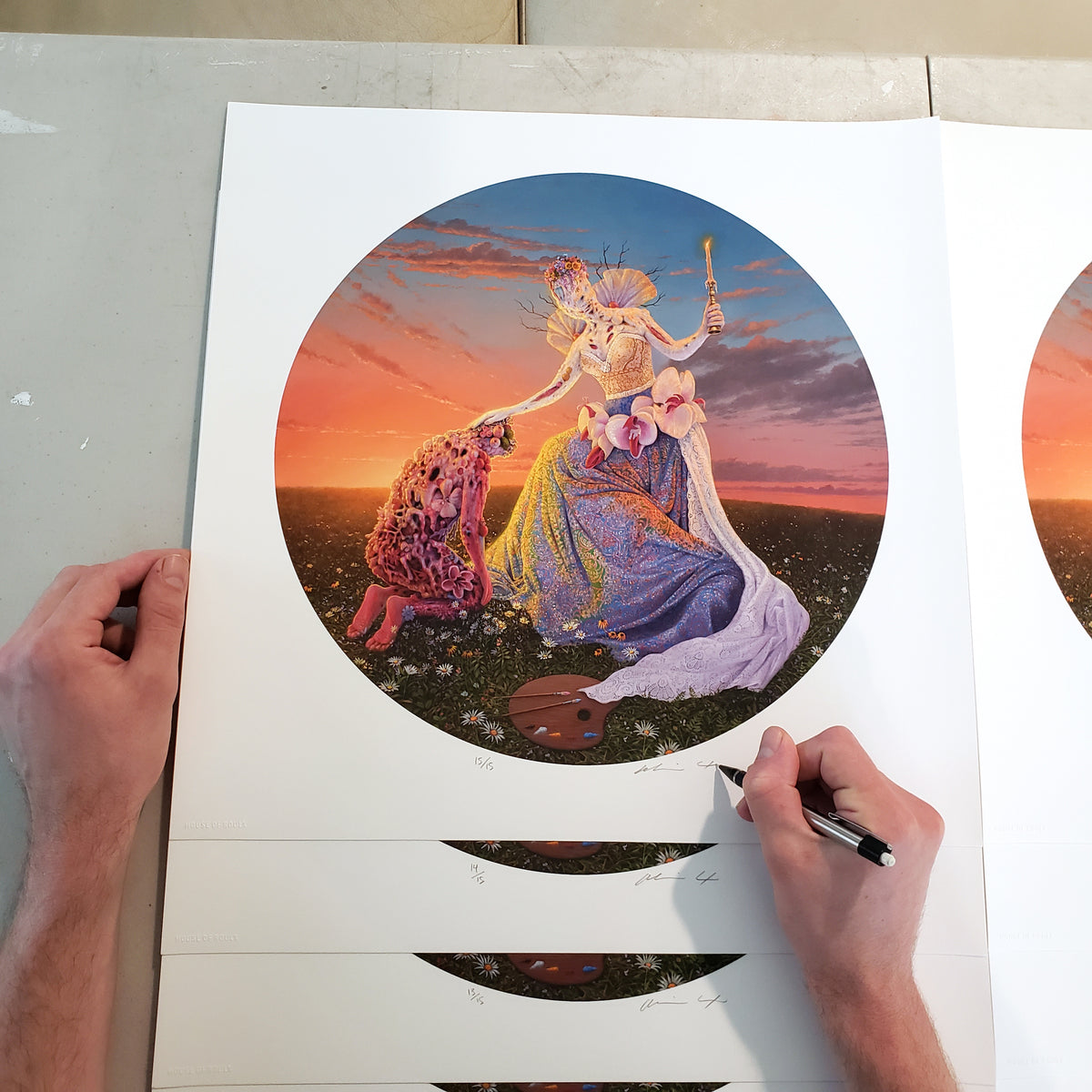 Adrian Cox &quot;Healer with Penitent Painter&quot; - Archival Print, Limited Edition of 15 - 17 x 17&quot;