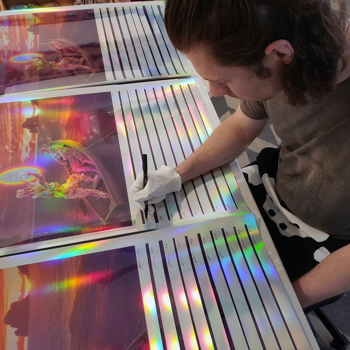 Adrian Cox &quot;Spirit Gardener Searching for New Horizons&quot; - Rainbow Foil Print, Limited Edition of 200 - 18 x 24&quot;