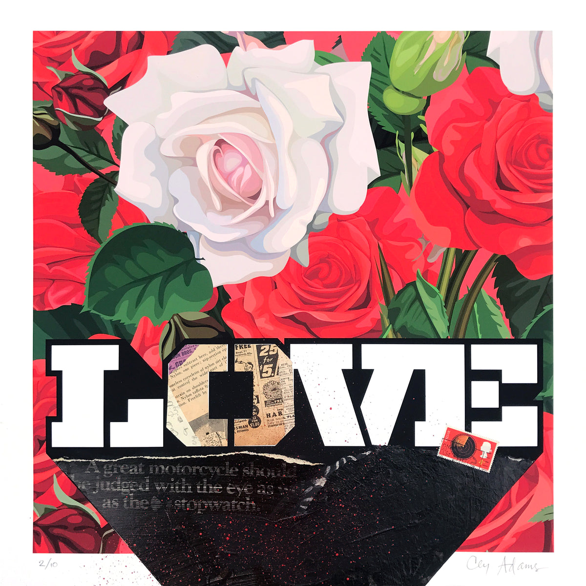 Cey Adams &quot;I Feel Love&quot; - Hand-Embellished Unique Print, #2/10 - 17 x 17&quot;