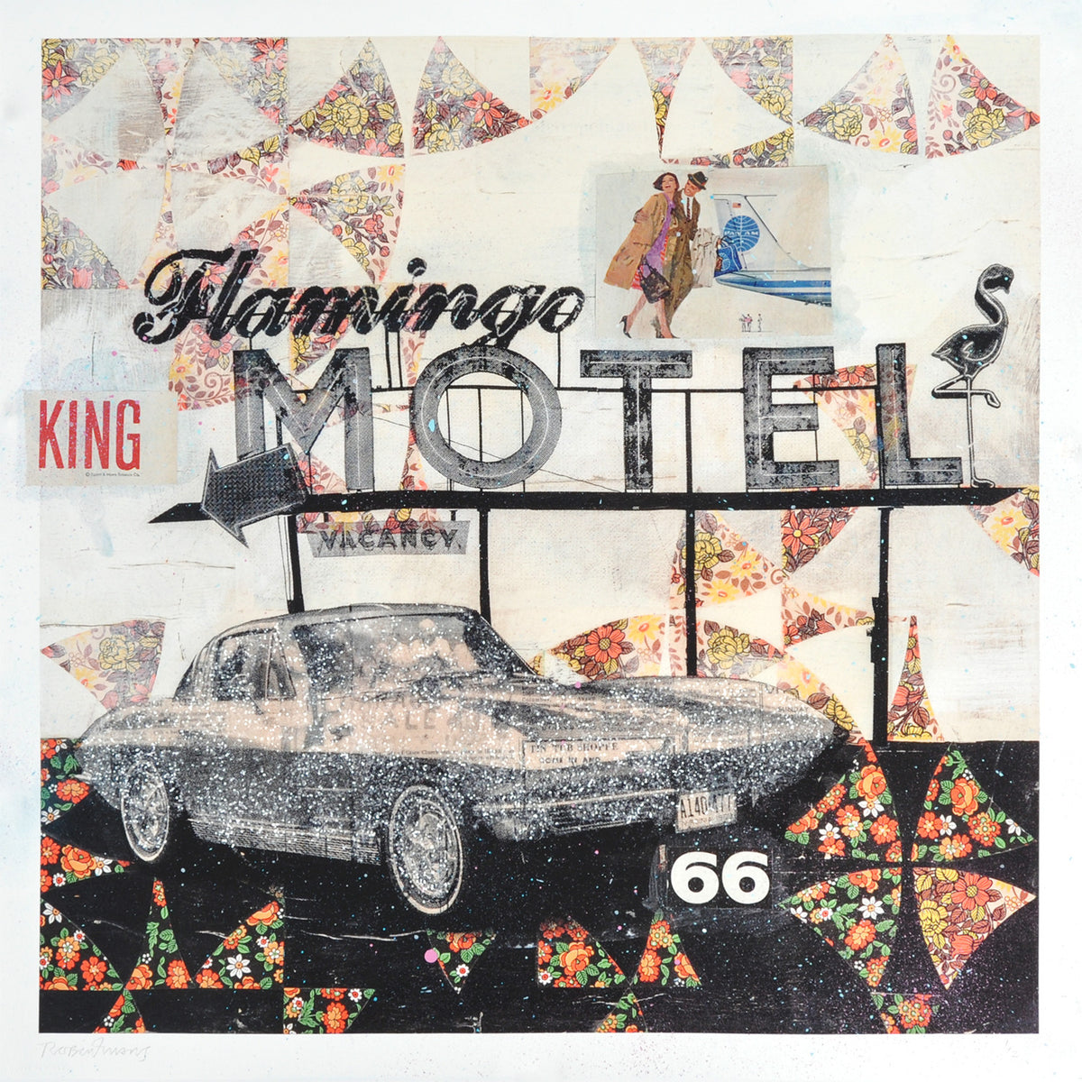 Robert Mars &quot;Flamingo Motel&quot; - Hand-Embellished Unique Print #1/2