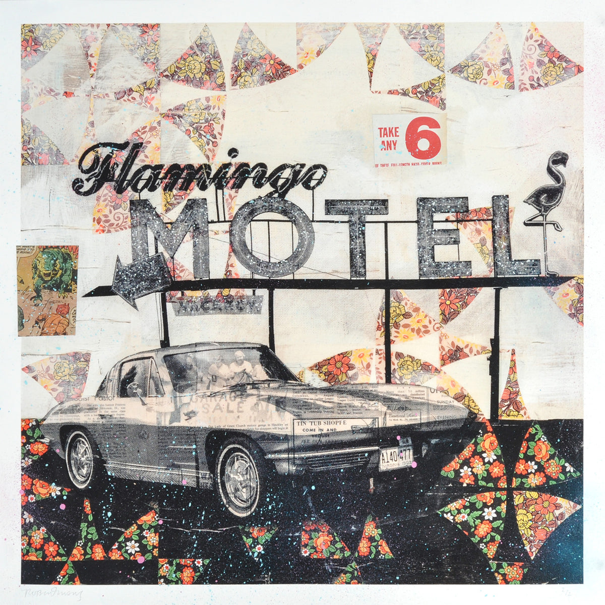 Robert Mars &quot;Flamingo Motel&quot; - Hand-Embellished Unique Print #2/2