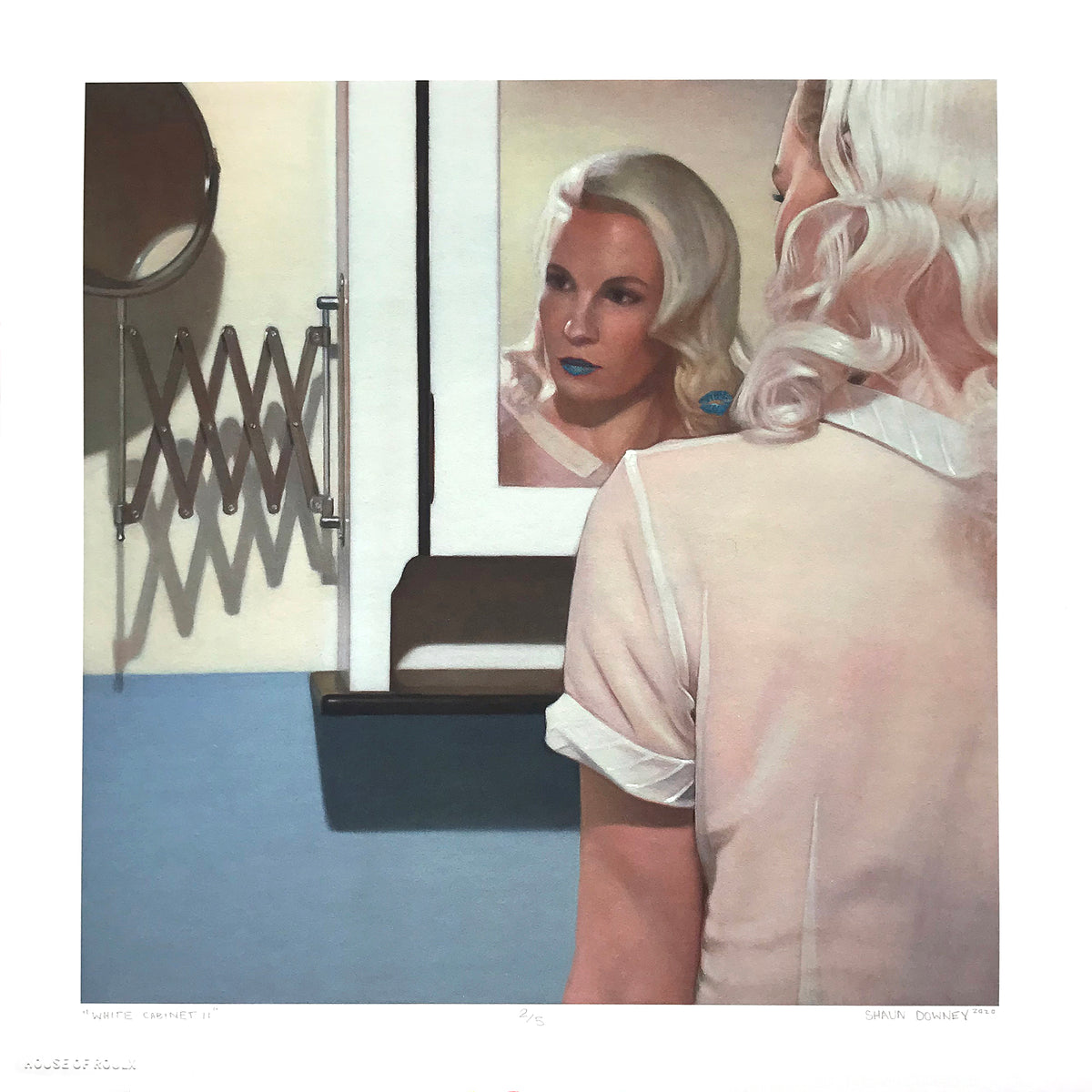 Shaun Downey &quot;White Cabinet II&quot; - Hand-Embellished Variant, #2/5 - 12 x 12&quot;