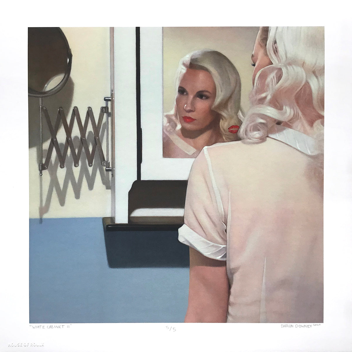 Shaun Downey &quot;White Cabinet II&quot; - Hand-Embellished Variant, #5/5 - 12 x 12&quot;