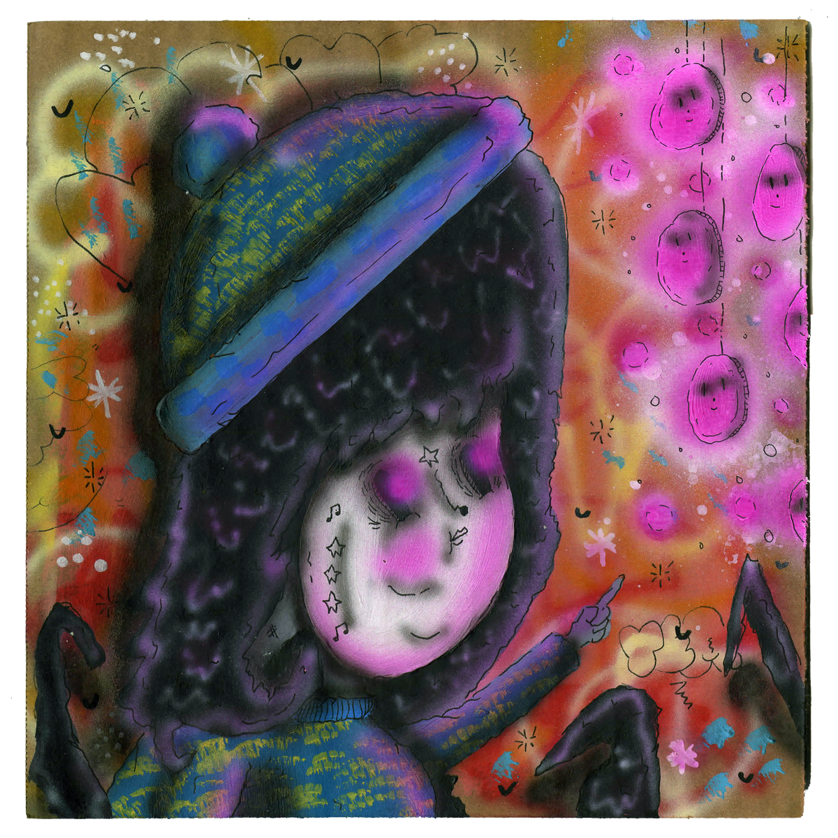 Ramiro Davaro-Comas &quot;The Squad&quot; - Original Painting on Cardboard - 9 x 9&quot;