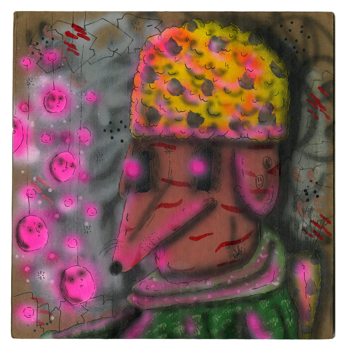 Ramiro Davaro-Comas &quot;The Squad&quot; - Original Painting on Cardboard - 9 x 9&quot;