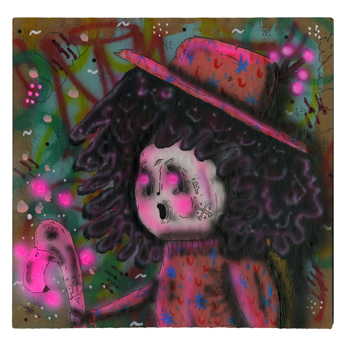 Ramiro Davaro-Comas &quot;The Squad&quot; - Original Painting on Cardboard - 9 x 9&quot;