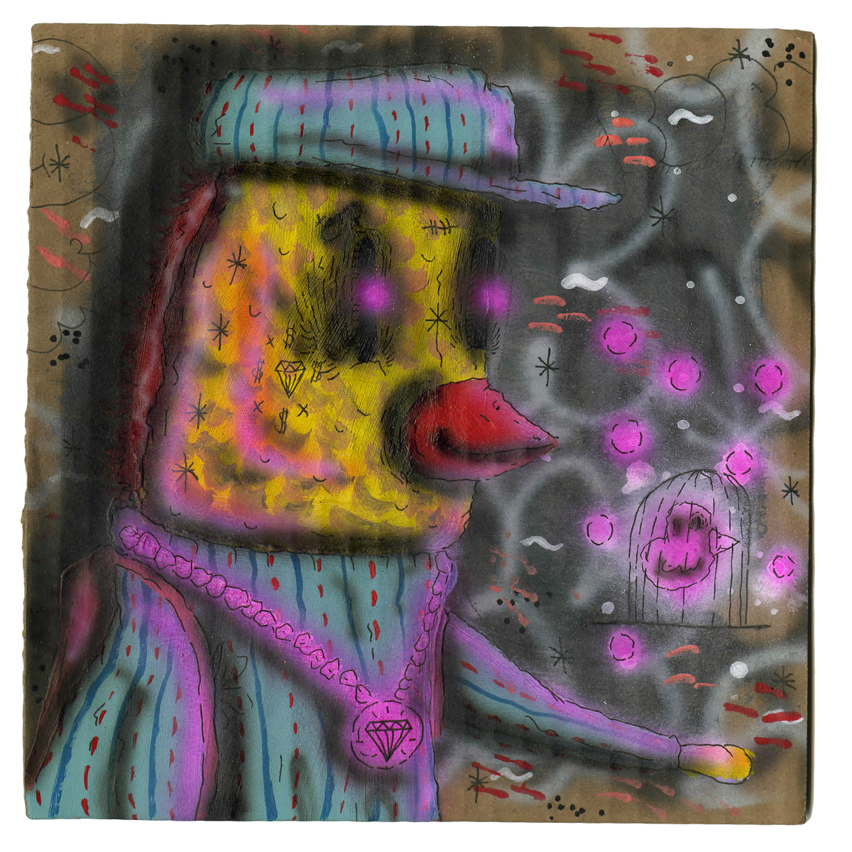 Ramiro Davaro-Comas &quot;The Squad&quot; - Original Painting on Cardboard - 9 x 9&quot;