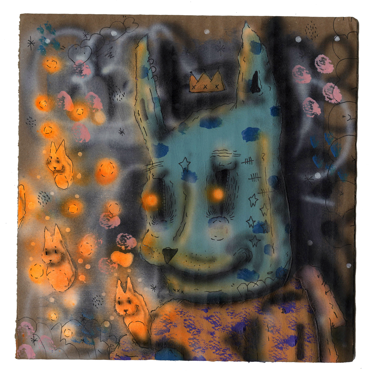Ramiro Davaro-Comas &quot;The Squad&quot; - Original Painting on Cardboard - 9 x 9&quot;