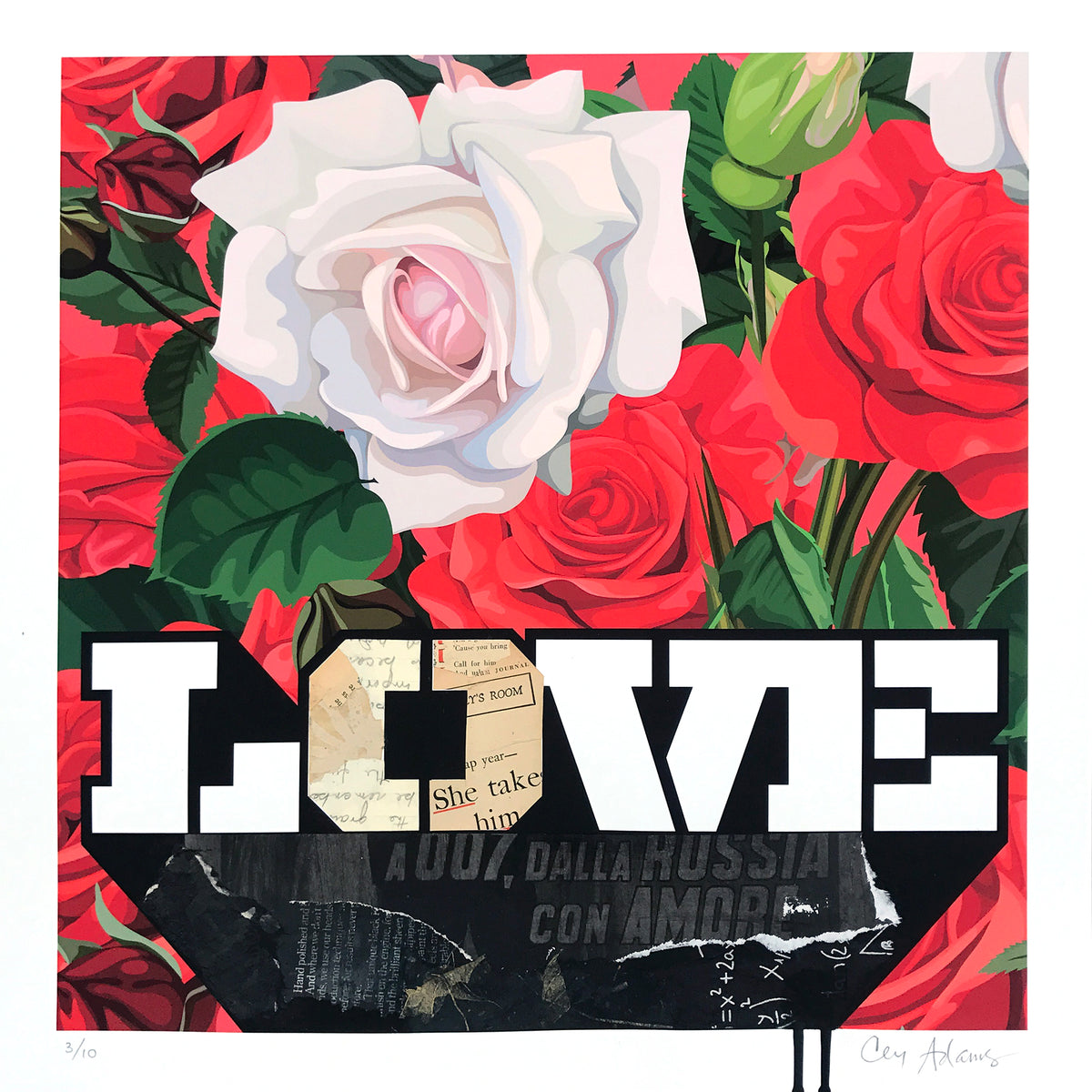 Cey Adams &quot;I Feel Love&quot; - Hand-Embellished Unique Print, #3/10 - 17 x 17&quot;