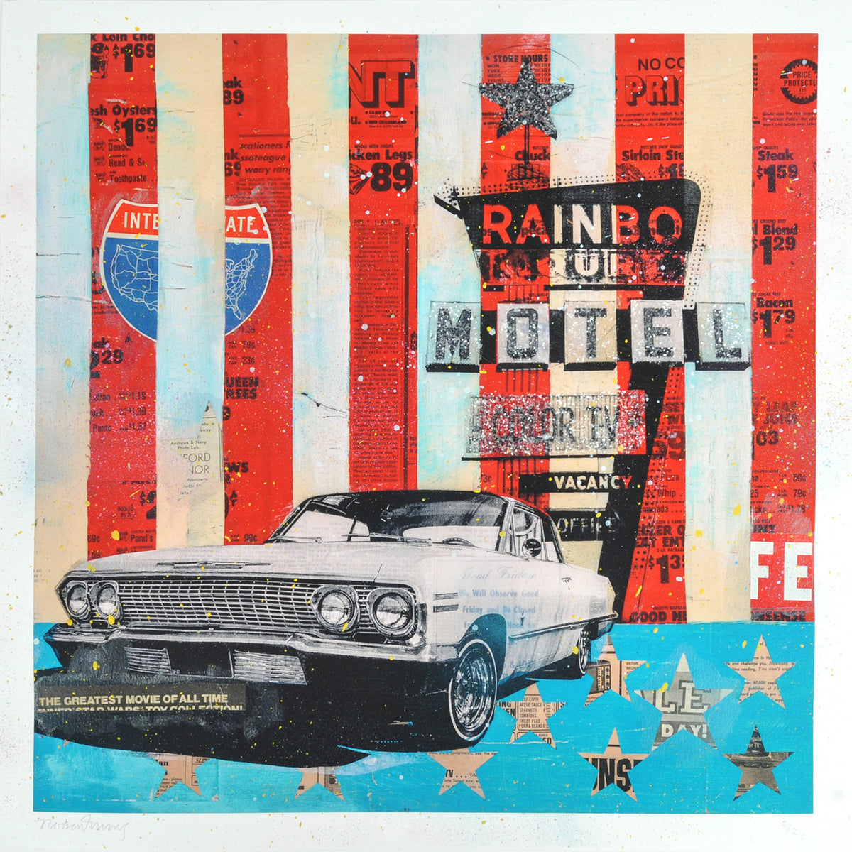 Robert Mars &quot;Rainbo Motel&quot; - Hand-Embellished Unique Print #1/2