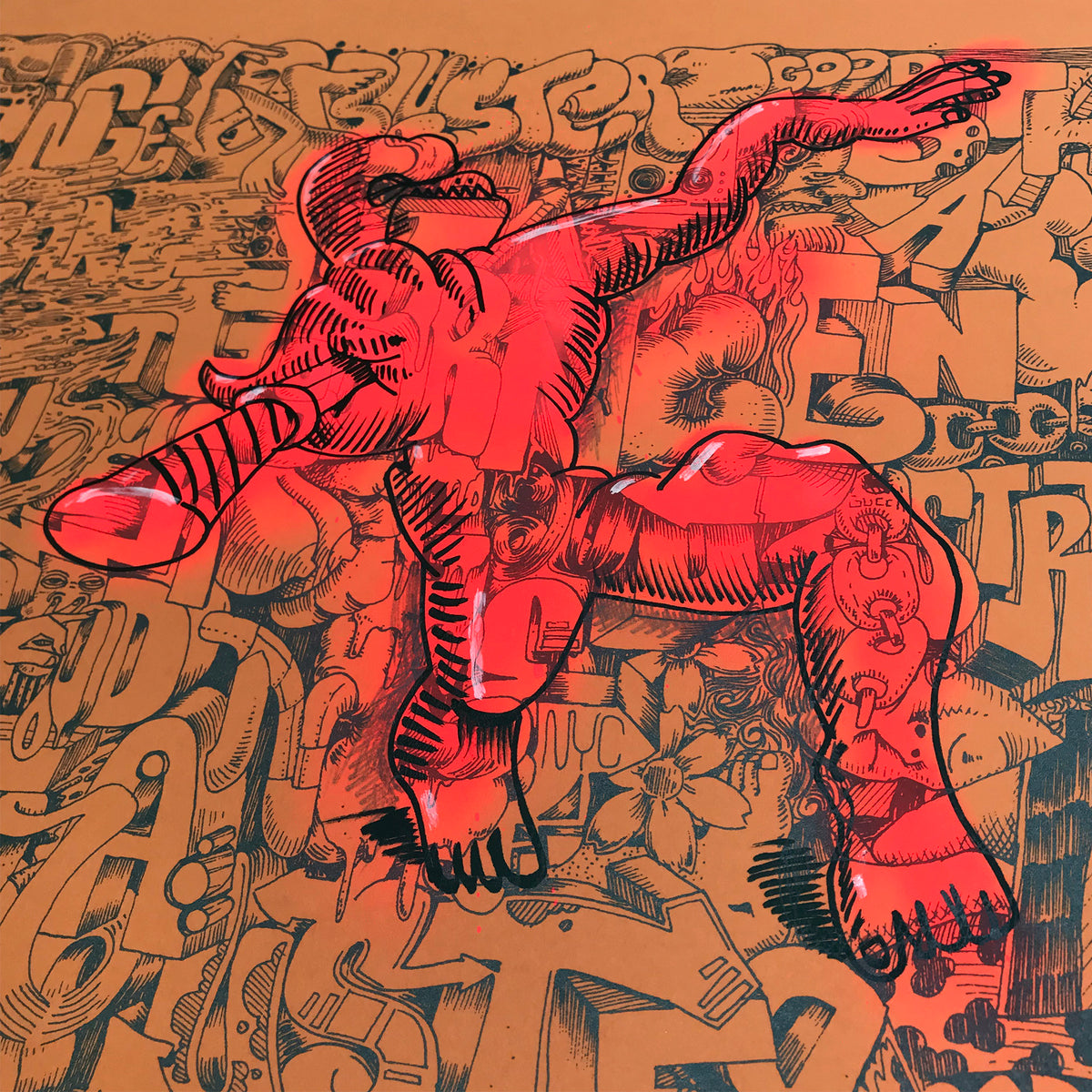 BlusterOne &quot;Ortley Beach&quot; - Hand-Embellished Screen Printed Edition of 10 - 18 x 24&quot;