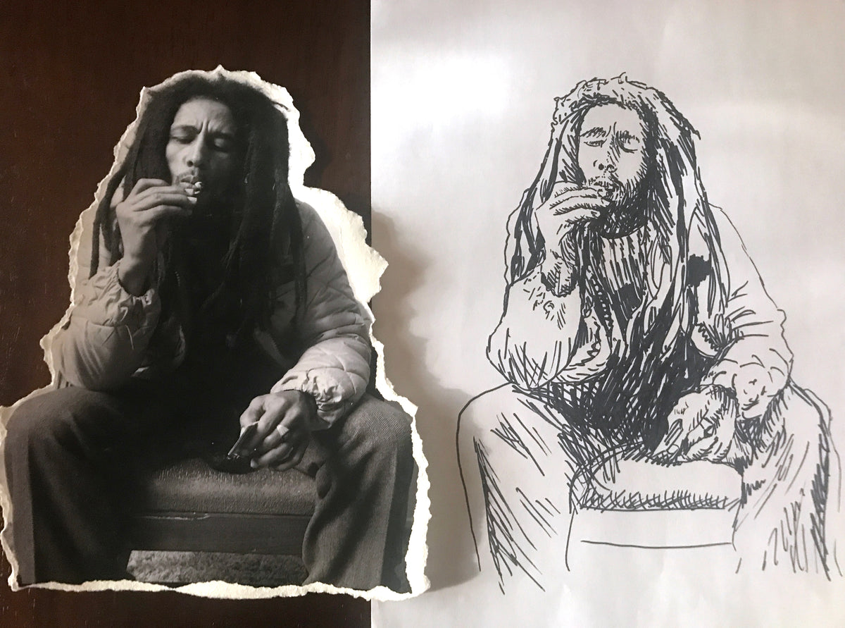 Mariah Fox &quot;Bob Marley Redemption 75 Drawings&quot; - Archival Print, Limited Edition of 25 - 14 x 17&quot;