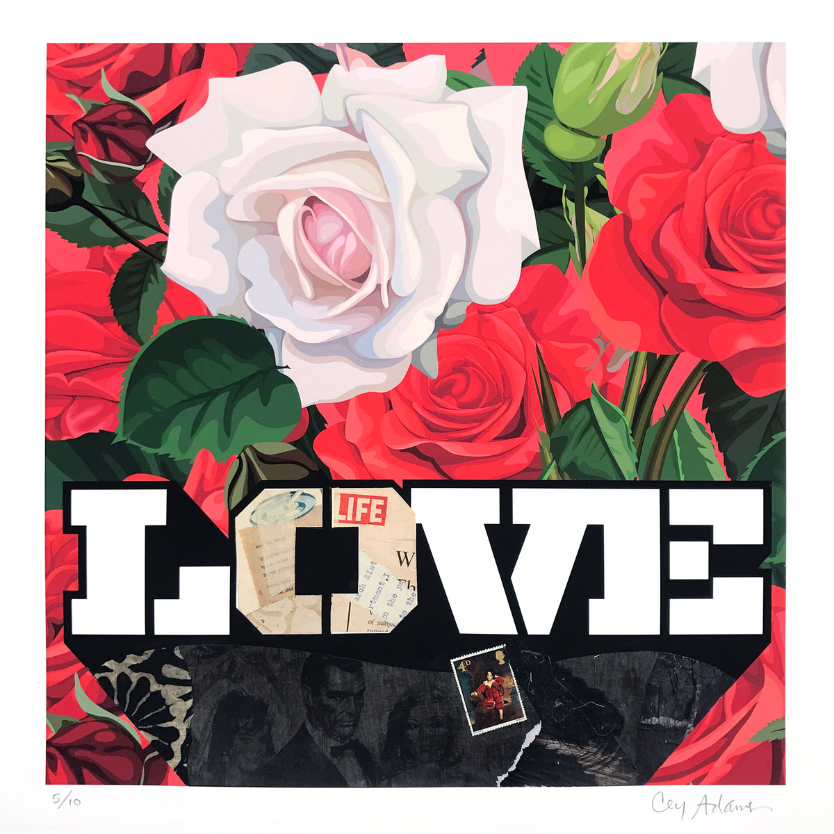 Cey Adams &quot;I Feel Love&quot; - Hand-Embellished Unique Print, #5/10 - 17 x 17&quot;