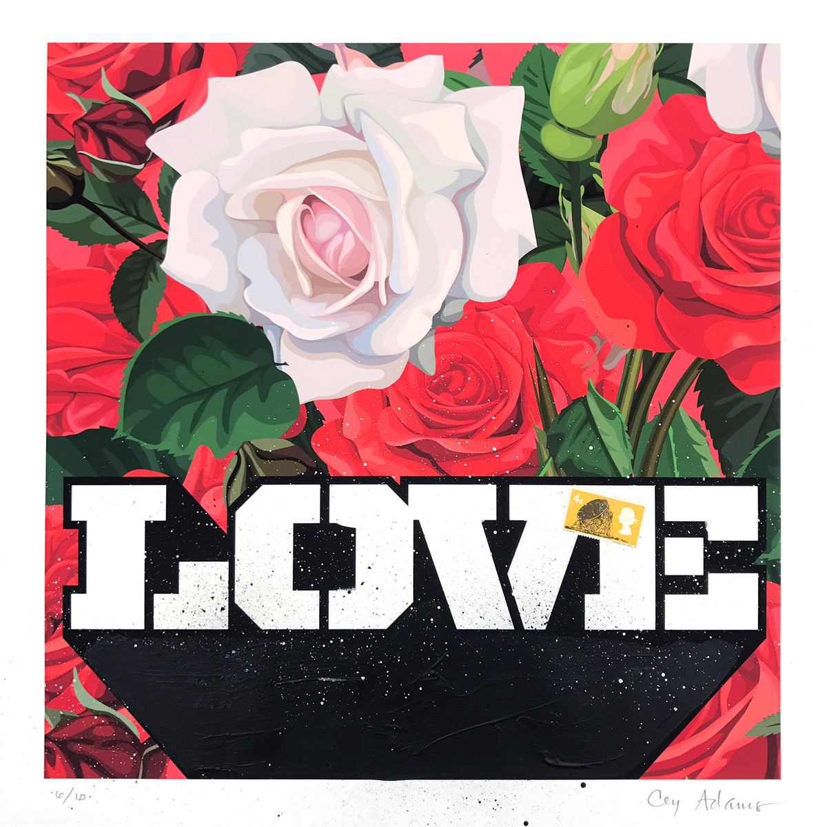 Cey Adams &quot;I Feel Love&quot; - Hand-Embellished Unique Print, #6/10 - 17 x 17&quot;