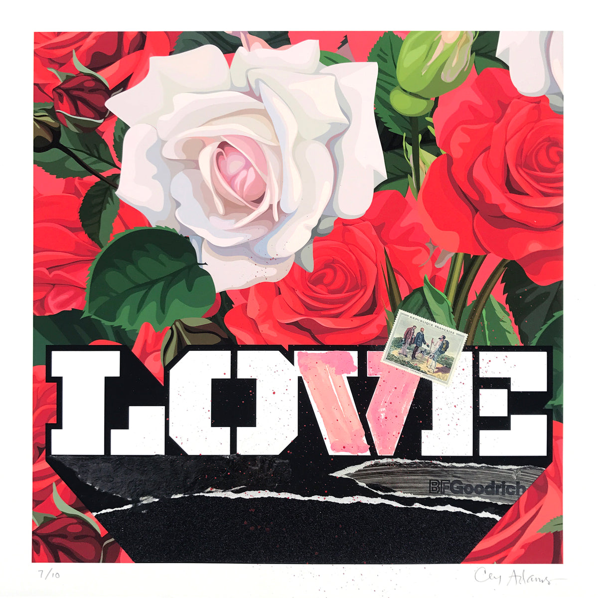 Cey Adams &quot;I Feel Love&quot; - Hand-Embellished Unique Print, #7/10 - 17 x 17&quot;