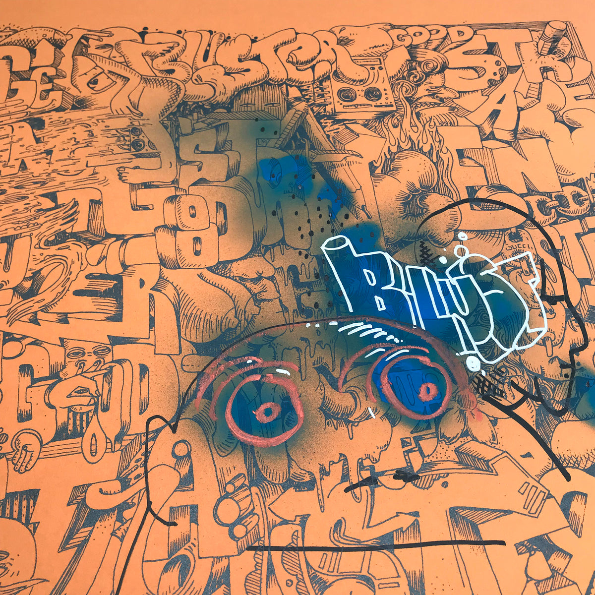 BlusterOne &quot;Ortley Beach&quot; - Hand-Embellished Screen Printed Edition of 10 - 18 x 24&quot;