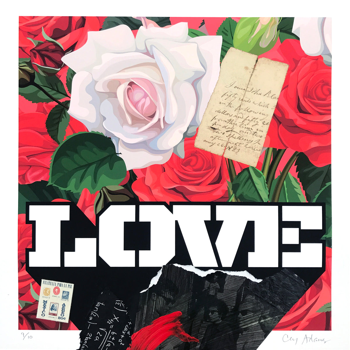 Cey Adams &quot;I Feel Love&quot; - Hand-Embellished Unique Print, #9/10 - 17 x 17&quot;