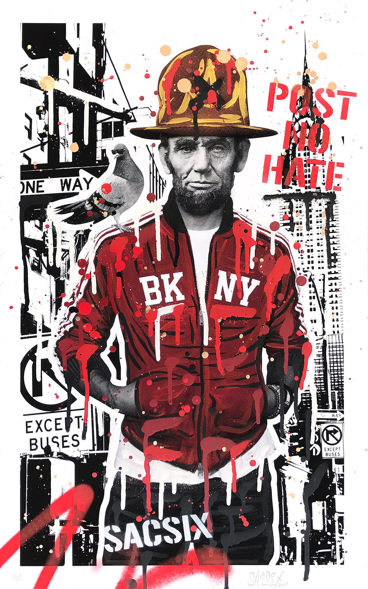 SacSix &quot;Freedom Pharrell and #MrPoop&quot; - Hand-Embellished Unique Edition, #13/25 - 15 x 24&quot;