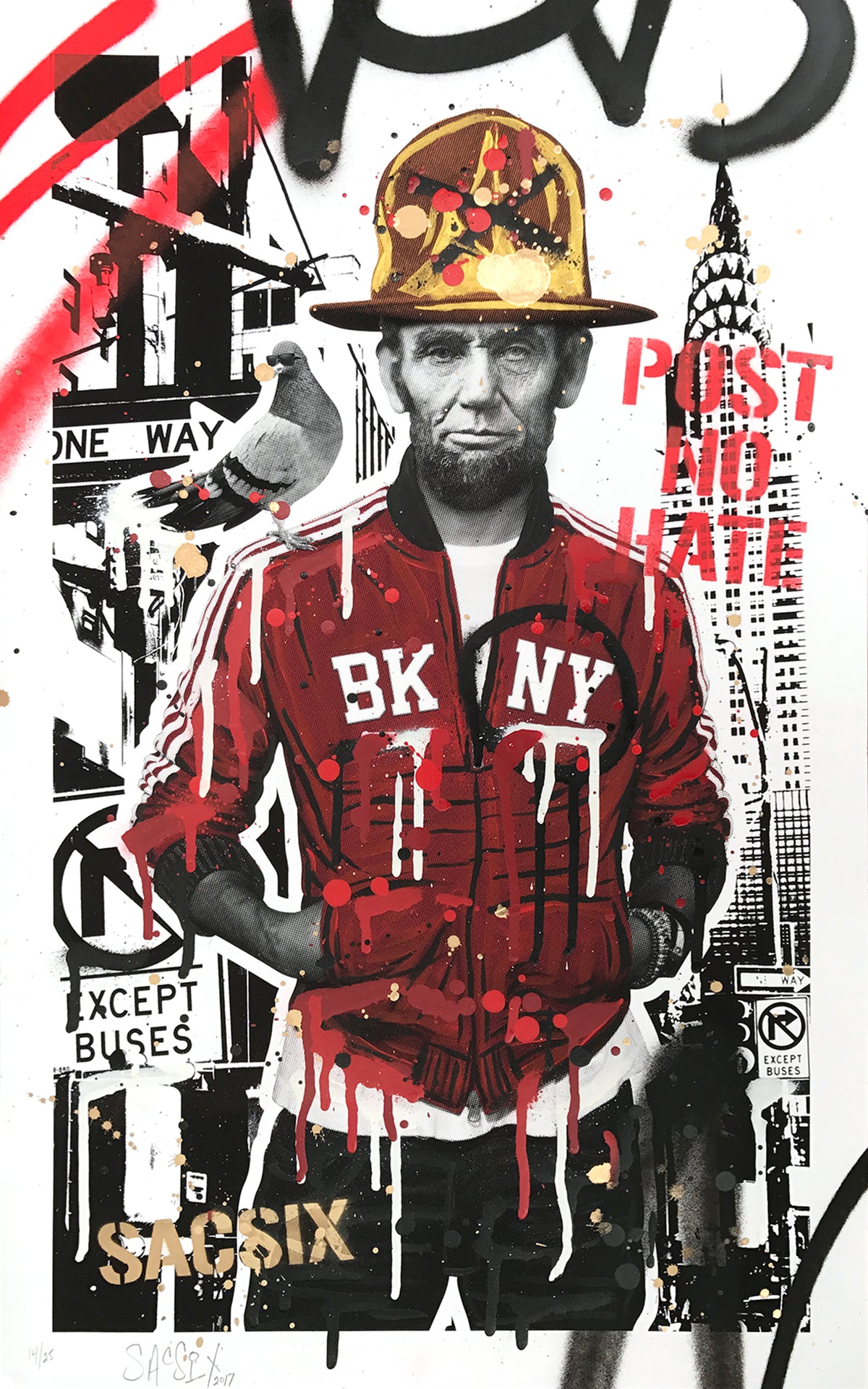 SacSix &quot;Freedom Pharrell and #MrPoop&quot; - Hand-Embellished Unique Edition, #14/25 - 15 x 24&quot;