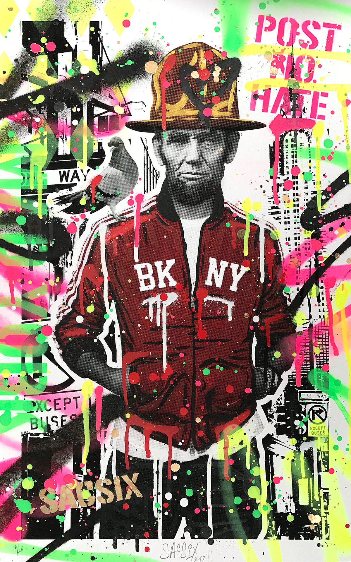 SacSix &quot;Freedom Pharrell and #MrPoop&quot; - Hand-Embellished Unique Edition, #18/25 - 15 x 24&quot;