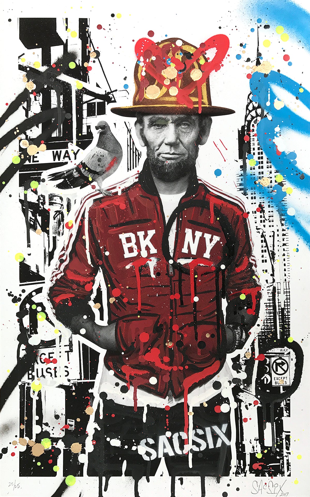 SacSix &quot;Freedom Pharrell and #MrPoop&quot; - Hand-Embellished Unique Edition, #25/25 - 15 x 24&quot;